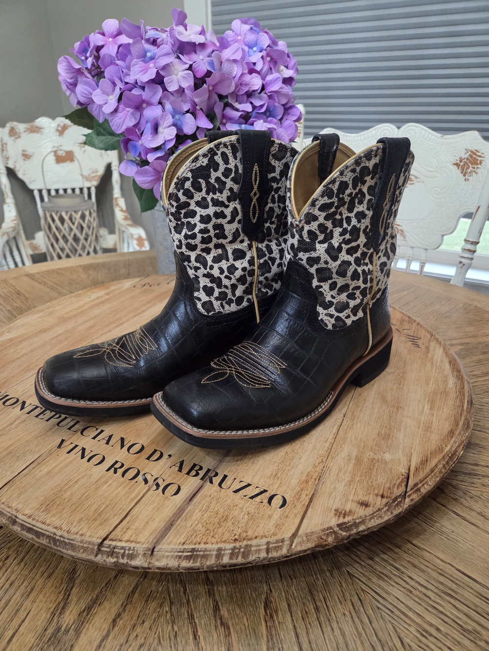 Ariat Leopard Print Fatbaby Boots - Black